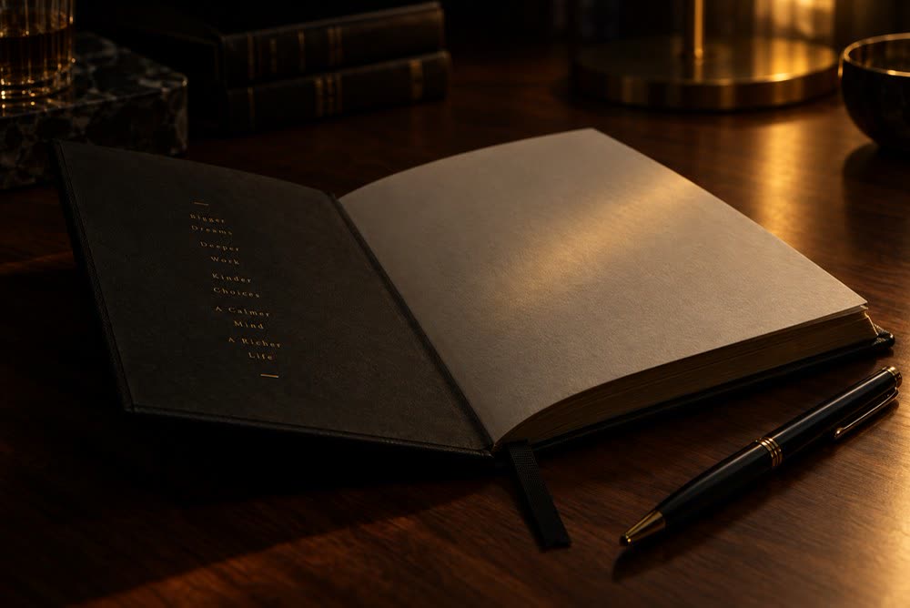 Affirmation journal with the words printed inside the cover